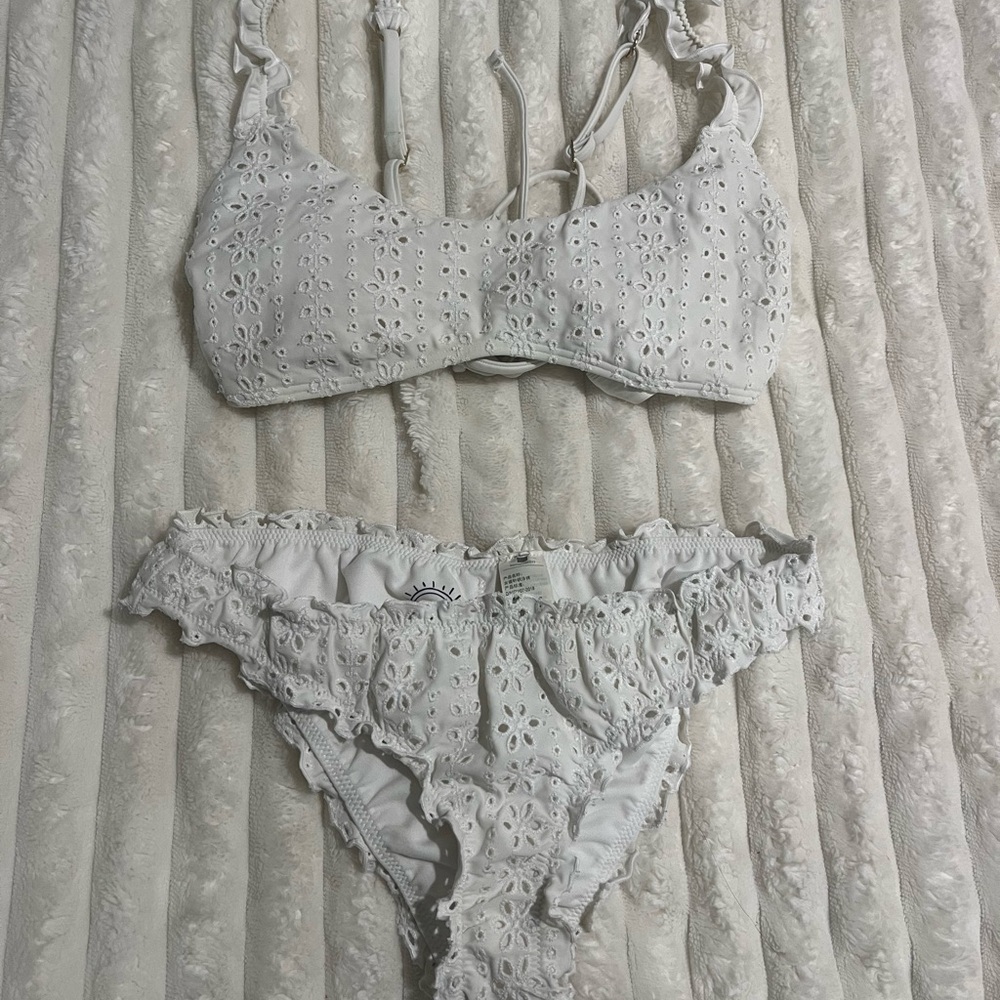 White Eyelet Bikini Set